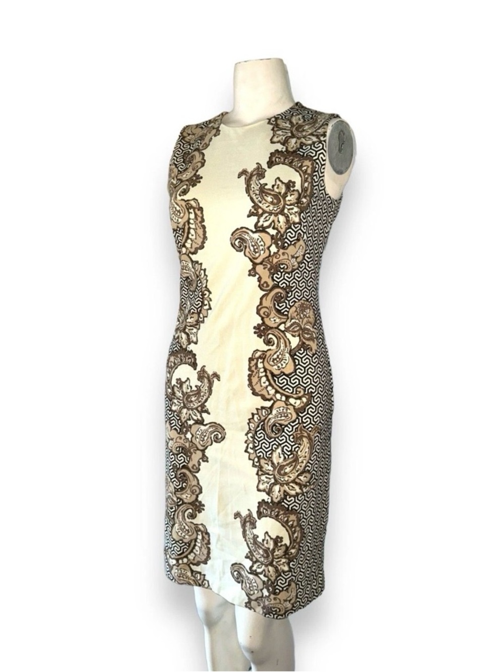 J. McLaughlin Sheath Dress Tan Black Paisley S - Picture 9 of 9
